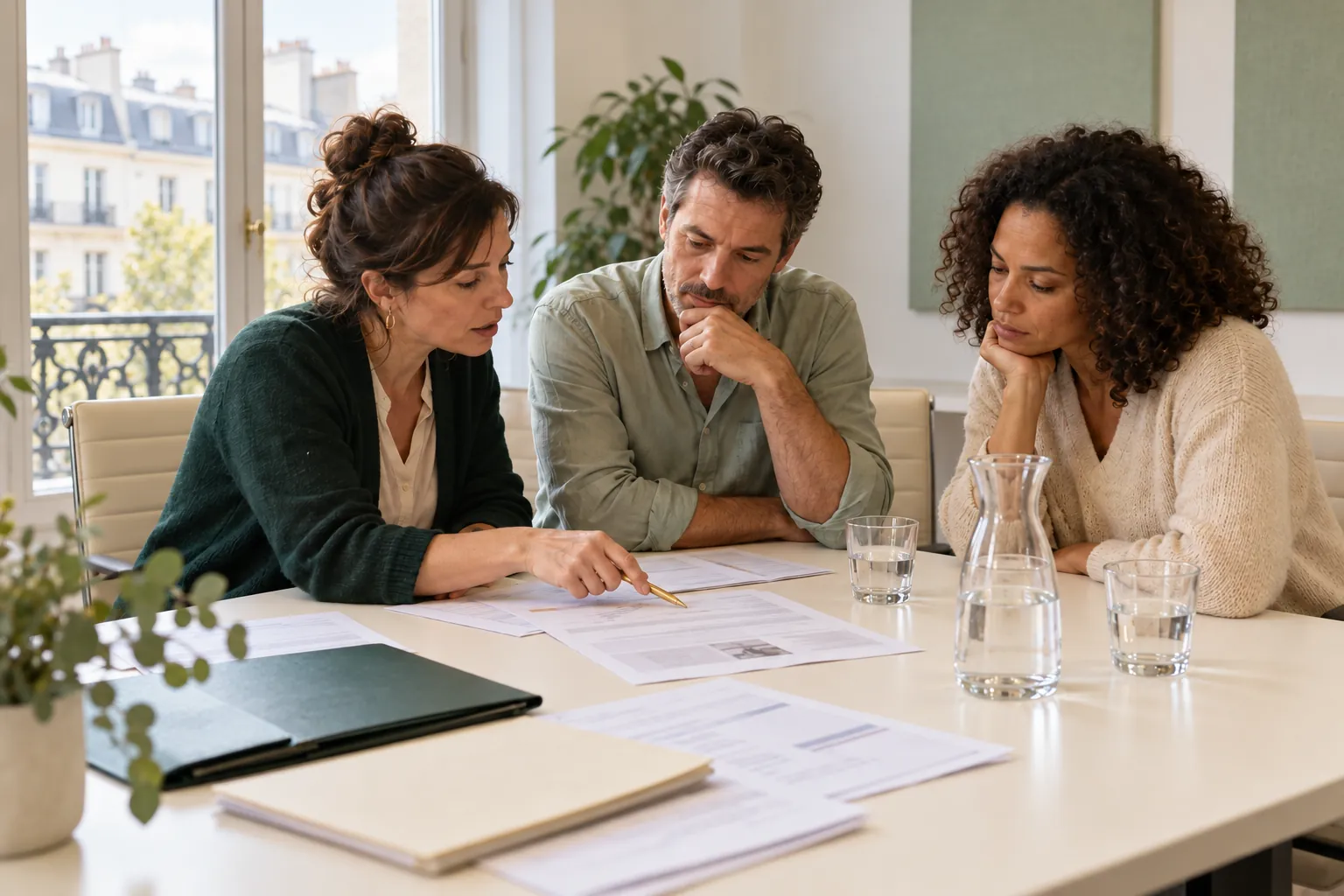 Des membres du conseil syndical vérifient les factures et le contrat du syndic
